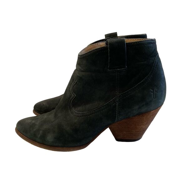 FRYE Reina Black Suede Ankle Western Style Bootie Size 7 - Picture 4 of 15